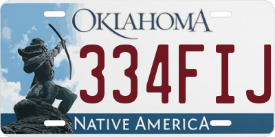 OK license plate 334FIJ