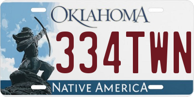 OK license plate 334TWN