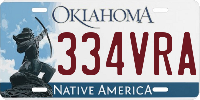 OK license plate 334VRA