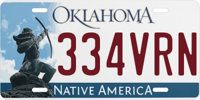 OK license plate 334VRN
