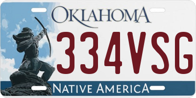 OK license plate 334VSG