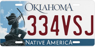 OK license plate 334VSJ