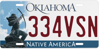 OK license plate 334VSN