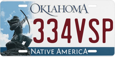 OK license plate 334VSP