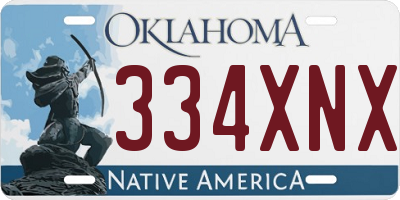 OK license plate 334XNX