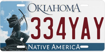 OK license plate 334YAY