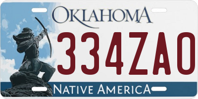 OK license plate 334ZAO