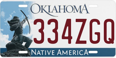 OK license plate 334ZGQ