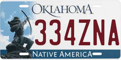 OK license plate 334ZNA