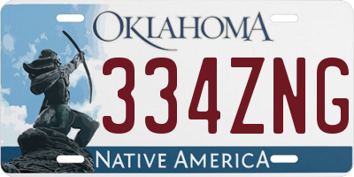 OK license plate 334ZNG
