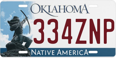 OK license plate 334ZNP