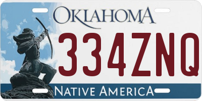 OK license plate 334ZNQ