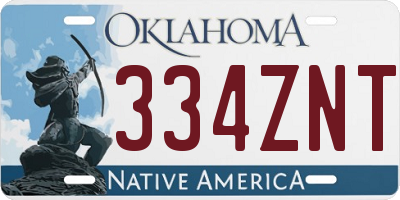 OK license plate 334ZNT