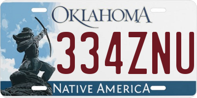 OK license plate 334ZNU