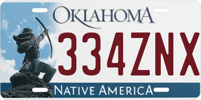 OK license plate 334ZNX