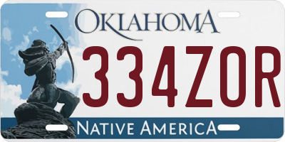 OK license plate 334ZOR