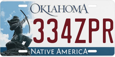 OK license plate 334ZPR