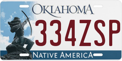 OK license plate 334ZSP