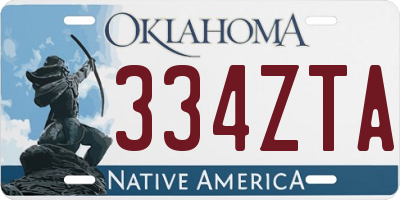 OK license plate 334ZTA