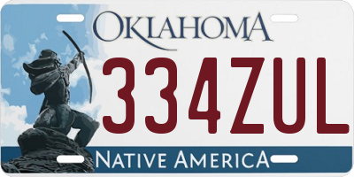 OK license plate 334ZUL