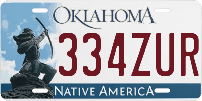 OK license plate 334ZUR