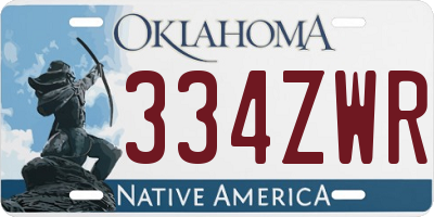 OK license plate 334ZWR