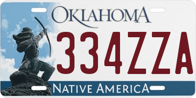 OK license plate 334ZZA