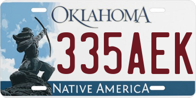 OK license plate 335AEK