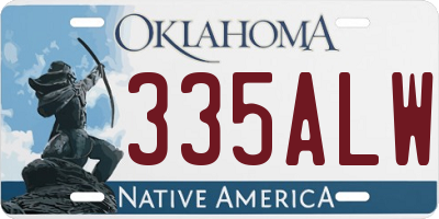OK license plate 335ALW