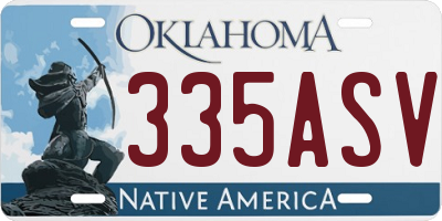 OK license plate 335ASV