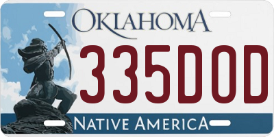 OK license plate 335DOD