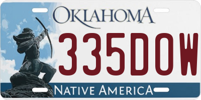 OK license plate 335DOW