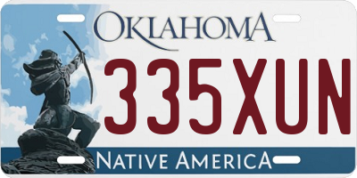 OK license plate 335XUN