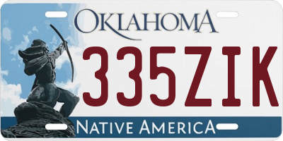 OK license plate 335ZIK
