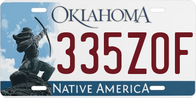 OK license plate 335ZOF