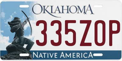 OK license plate 335ZOP