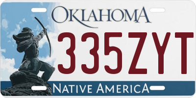 OK license plate 335ZYT