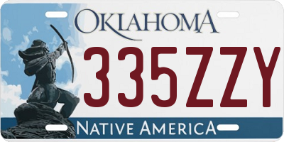 OK license plate 335ZZY