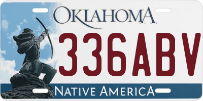 OK license plate 336ABV