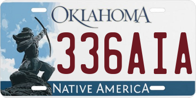 OK license plate 336AIA