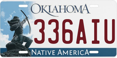 OK license plate 336AIU