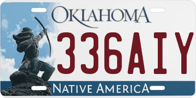 OK license plate 336AIY