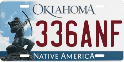 OK license plate 336ANF