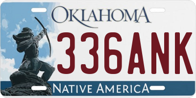 OK license plate 336ANK