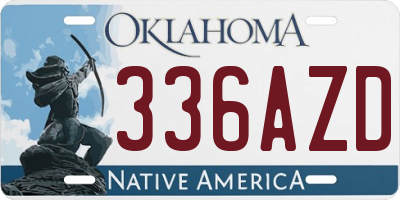 OK license plate 336AZD