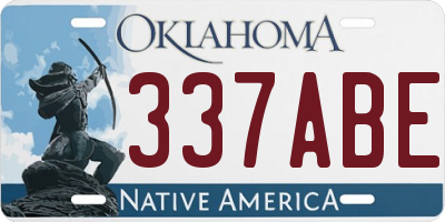 OK license plate 337ABE
