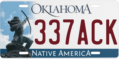 OK license plate 337ACK