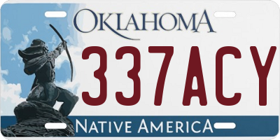 OK license plate 337ACY