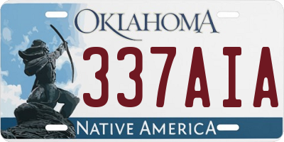 OK license plate 337AIA