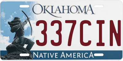 OK license plate 337CIN